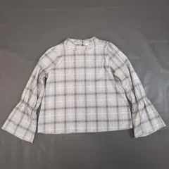 【RAY CASSIN】チェック柄 ブラウス ベルスリーブ M　 ボリューム袖
