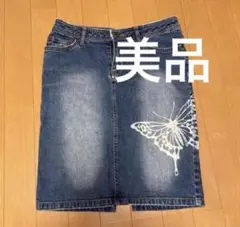 イマージュ　蝶柄　デニムミニスカート　ヒステリックグラマー　レトロガール　古着