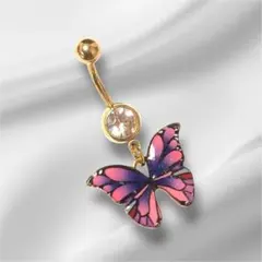 ボディピアス 蝶々 バタフライ パープルへそピアス