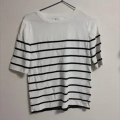ロペピクニック　半袖ニット ホワイト×ブラック