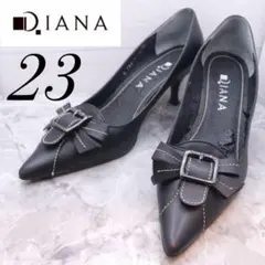 【41】DIANAダイアナ パンプス リボンベルト ポインテッド 23黒