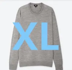 ◆ユニクロ◆エクストラファインメリノクルーネックセーター XL グレー