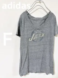 SALE✨adidas アディダスJazzロゴ 半袖Tシャツ グレー Vネック