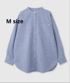 NAVY　リネンブレンドバンドカラールーズシャツのサムネイル