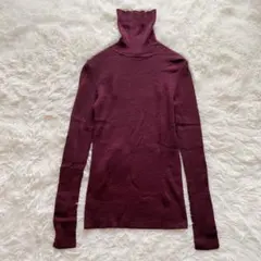 ユニクロ　タートルネックセーター　長袖　リブ　Ｍ　ウール100%　ブラウン系