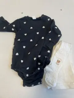 Cottoli ハート柄ロンパース POLOタイツセット