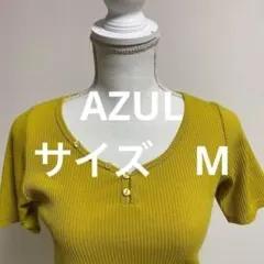 AZUL M リブ編み マスタード色 半袖トップス ニット ファッションのサムネイル