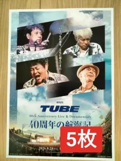 ●5枚 劇場版 TUBE 40th 40周年の航海記　 映画　フライヤー　チラシのサムネイル