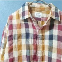coen チェック柄 長袖シャツ M