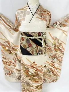 振袖 一式 6点 正絹 フルセット 150〜160cm 手刺繍 成人式 結婚式 