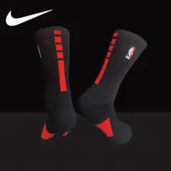 ナイキ エリートNIKE バスケ NBA ロゴ ソックス　ブラックレッド