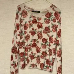 花柄ニット　トップス　カーディガン