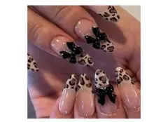 ヒョウ柄ネイルチップ 24枚入