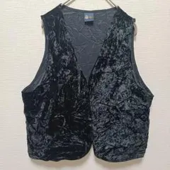 ❤ヴィンテージ C&A Your Sixth Sense ベロアベスト 黒 42