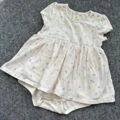 ジェラートピケ　ロンパース　80 90 くすみピンク　リボン柄