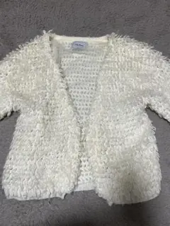 アイボリー ファー風 プードルニット カーディガン