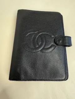 CHANEL ブラックレザー手帳カバー