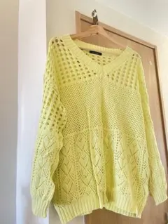 w closet イエロー透かしニット