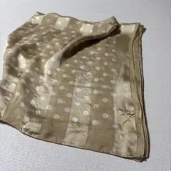 ANNA CRISTINA ドット柄 シルクスカーフ ベージュ ヴィンテージ