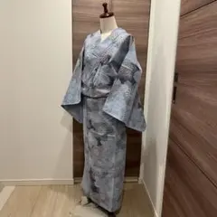 レディース浴衣　ブルーグレー桜柄