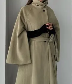 Louere ルエレ 2way ウールライク ロングコート スリット ベルト付
