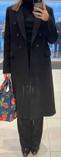 ZARA MANTECO ダブルブレスト ロングコートブラック　レディース美品のサムネイル