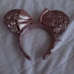 ミニーマウス スパンコールカチューシャ ローズゴールド