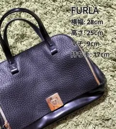 【希少】FURLA シボレザー フラップ ハンドバッグ