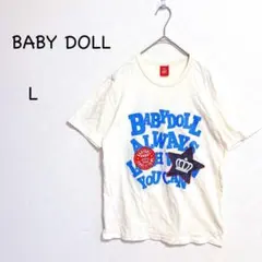 ベビードール Tシャツ L アイボリー ロゴ 星 ワッペン 半袖のサムネイル