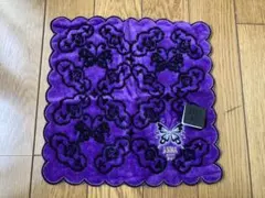 ANNA SUI 蝶刺繍 ハンドタオル紫 黒
