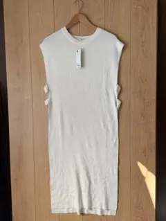 【未使用タグ付】GU ロングニットベストSD+E ホワイト M