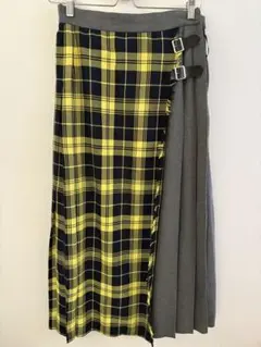 チェック ロングプリーツスカート