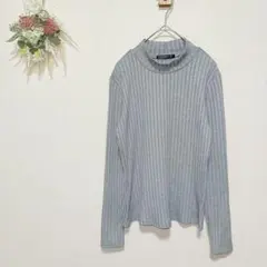 イング 【M】 モックネック リブカットソー グレー 長袖 オフィスカジュアルのサムネイル