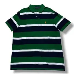 2XL POLO Ralph Lauren 半袖 ポロシャツ ボーダー グリーン