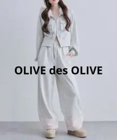 OLIVE des OLIVE ファー付きパーカー+スウェットパンツセットアップ