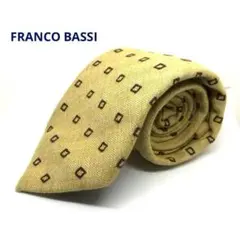 FRANCO BASSIネクタイ　マスタード　スクエア柄　毛100% イタリア製