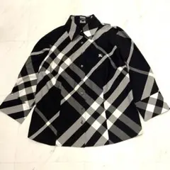 新品バーバリー 七分袖シャツ メガチェックノバチェック ホースロゴ 刺繍15BR