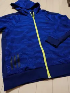 未使用品 adidas キッズ160 紺フルジップパーカー