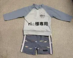 【美品】petit main 水色 クジラ柄 水着セット 80cm