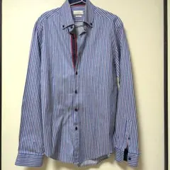 ZARA MAN アクセント有りストライプ Lサイズ長袖シャツ