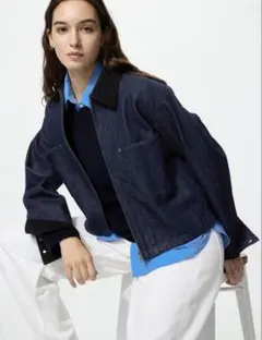 UNIQLO ジップアップショートジャケット　Mサイズ　ネイビー