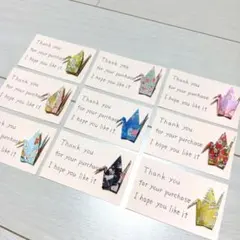 サンキューカード 手書き 英文 英字 折り鶴 サンクスカード 40枚