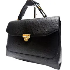 ハンドバッグ ビジネスバッグ レザー ブラック オーストリッチ