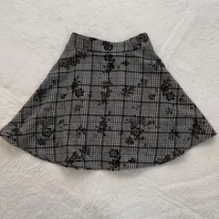 INGNI イング　花柄　ジャガード　ミニスカート　タータンチェック　M