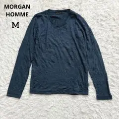 モルガンオムMORGAN HOMME長袖カットソー シワ加工紺 ネイビーメンズMのサムネイル