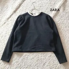 ザラ ZARA 長袖トップス フリル付き襟 M ブラック