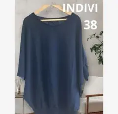 【インディヴィ】INDIVI ドッキング　ニット　ドルマンスリーブ　ネイビー