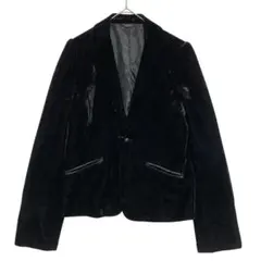 コムサイズム　ベロアテーラードジャケット　肩パッド小　黒　L