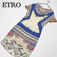エトロ ETRO ペイズリー柄 ワンピース イタリヤ製 レトロ 半袖 42のサムネイル