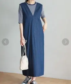 デニムジャンパースカート ロングワンピース